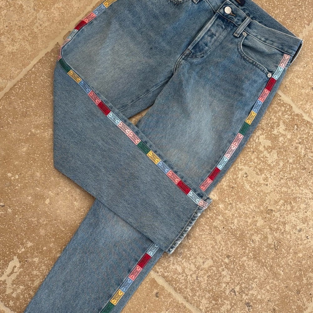 Polo by Ralph Lauren Blue Boyfriend Jeans with Multicolor Trim